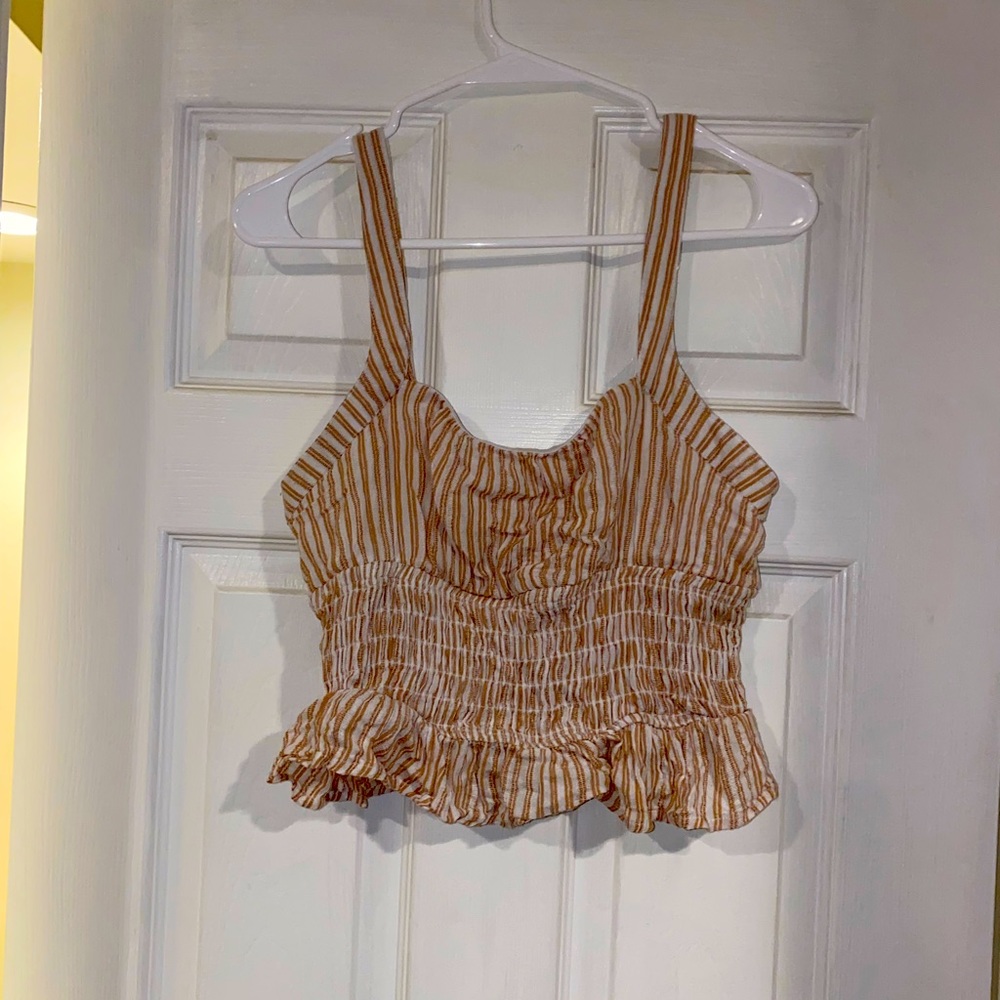 Pink and white striped crop top